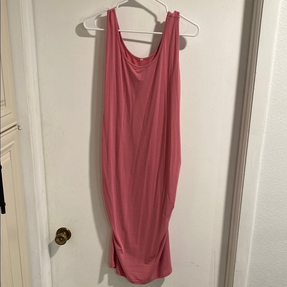 Pink Ruched Sleeveless Slip Dress